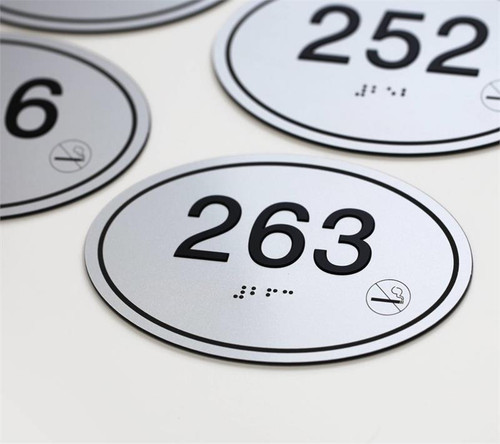 Oval Apartment & Hotel Room Number Signs