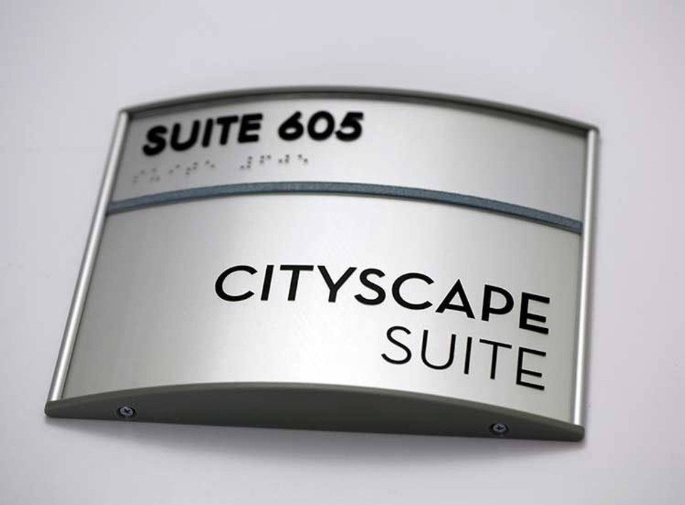 Curved Aluminum ADA Office Sign