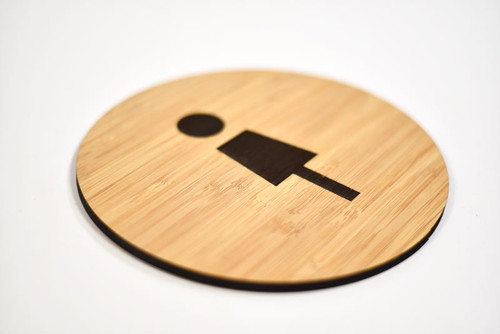 Wood Restroom Sign with Engraved Graphics