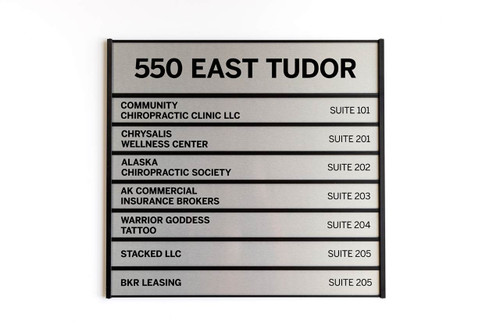 Directory Sign and Suite Room Sign - Silver Metal