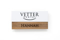 White Metal w/ Wood Accent Name Tag