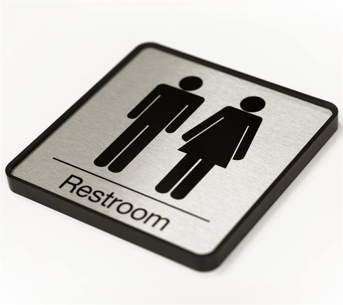 Brushed Metal Restroom Signs and Bathroom Signs