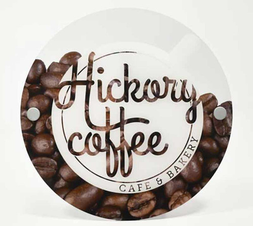 Round Clear Acrylic Office Signs with Full Color UV Print and Stand Off Mounting