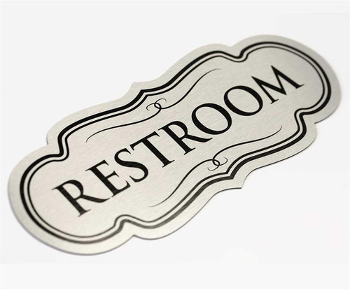 Brushed Metal Restroom Signs and Contemporary Bathroom Signs