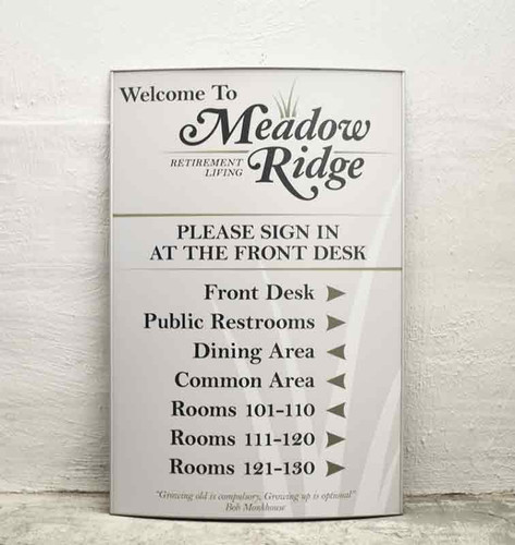 Curved Directory Sign with Single Insert