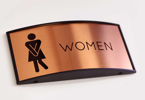 Curved Restroom Signs with Custom Metal Inserts