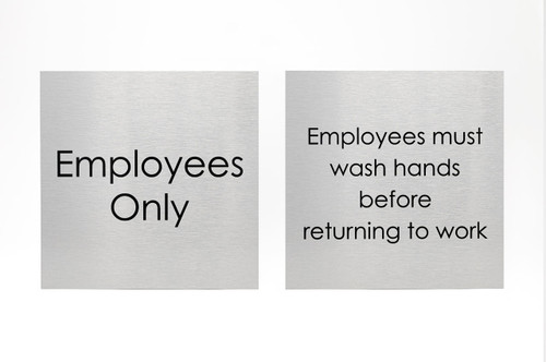 Custom Low Profile Office Signs in Brushed Metal