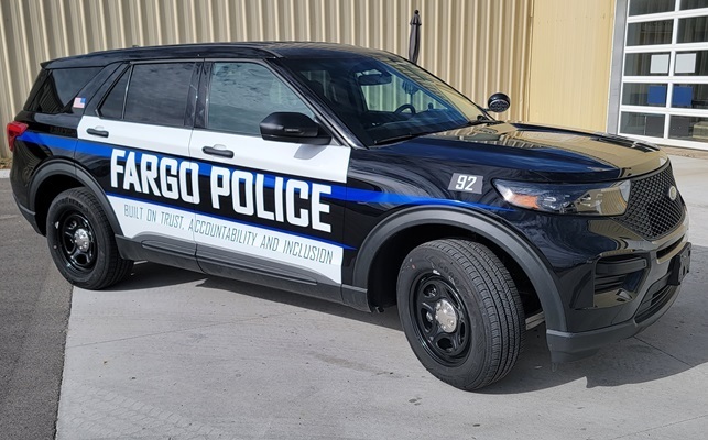 Vinyl car wrap of a fargo police vehicle