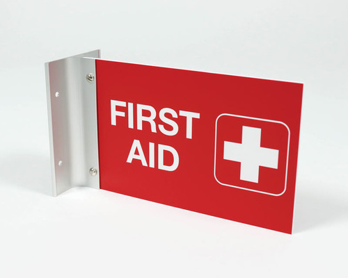First Aid Sign - Double Sided Corridor