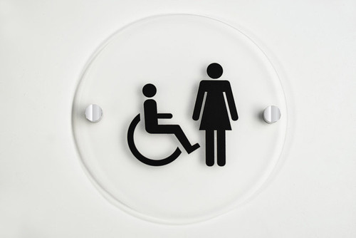 Frosted Acrylic Restroom Sign with Standoffs (No Braille)