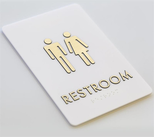 Premium Toilet Signs and ADA Restroom Signs, Custom Office Signs with Grade 2 Braille