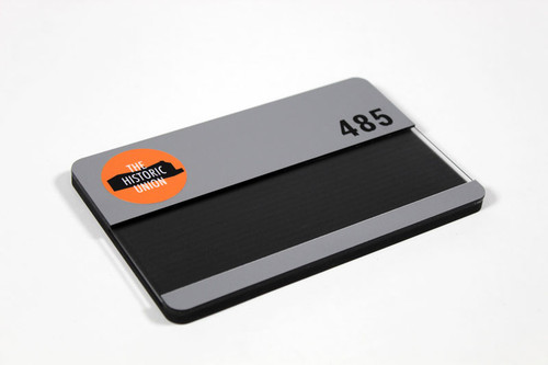 Acrylic Insert Window Sign with Metallic Finish & Vinyl Graphics