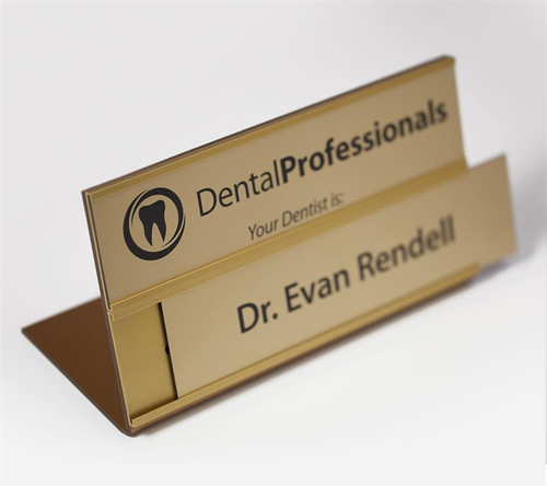 Double Insert Counter Sign - Engraved Interchangeable Plates