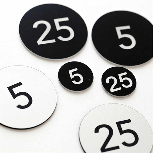 Round Engraved Mini Door Markers - Room and Locker Numbers