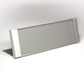 Satin silver metal desk signs, professional and contemporary office signs with changing insert area