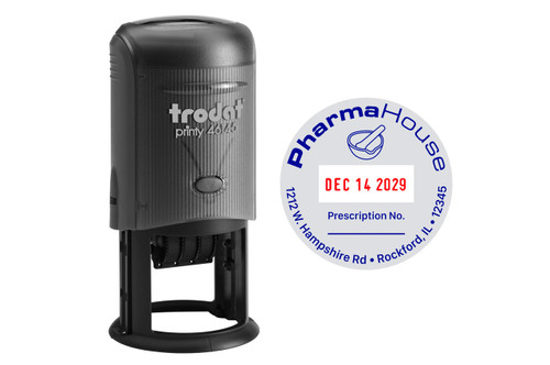 Trodat 46145 Self Inking Round Dater Stamp with Custom Text Area - Max Plate Size 1-3/4" Diameter