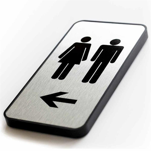 Cool Restroom Signs - Brushed Metal Bathroom Signs