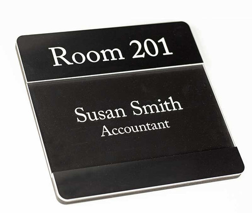 Engraved Lensed Window Sign with Removable Name Plate