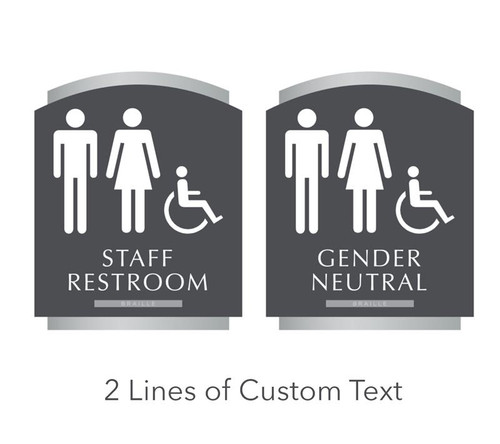 Gender Neutral And Staff Restroom Signs with Custom Text