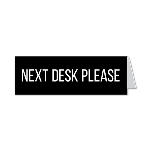 Next Desk Please office signs, laser engraved signage.