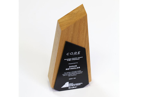 Solid Wood Edge Award with Custom Recognition Placard