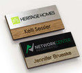 Wooden Name Badge Comparison - Silver vs Printed Black