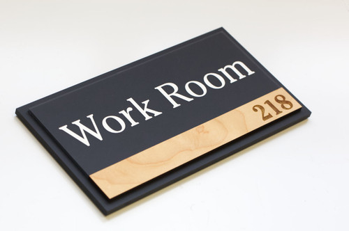 Black Office Signs with Wood