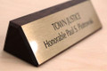 Wooden Desk Signs with Personalized Metal Plate